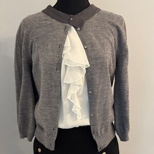Gray Merino Wool Women's Sweater with 3/4 sleeves.